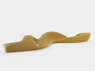 Yellow Wavy Design Outdoor Chair With Striped Structure For Garden Patio 3d model