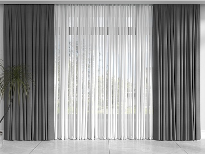 Modern Curtain Black Curtain Simple black and white style Curtain Living Room Curtain Bedroom Curtain Cloth Curtain Gauze Curtain model