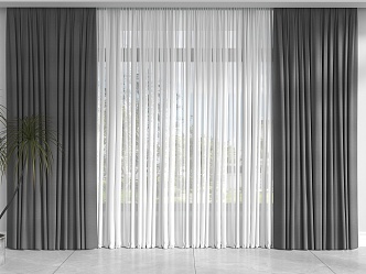 Modern Curtain Black Curtain Simple black and white style Curtain Living Room Curtain Bedroom Curtain Cloth Curtain Gauze Curtain 3d model