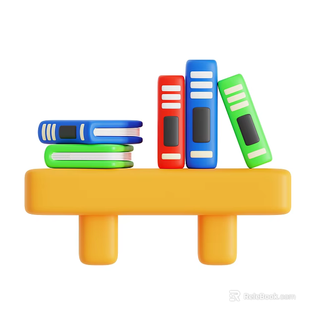 Multiple Colorful Notebooks Stacked On A Yellow Platform With Blue Red Green Covers 3d model 