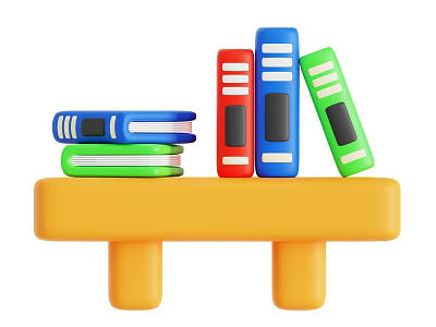 Multiple Colorful Notebooks Stacked On A Yellow Platform With Blue Red Green Covers 3d model
