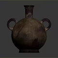 Artisan Bronze Sculpture With Double Handles And Polished Vase Shaped Body