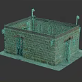 Brick Model Building With Green Door Windows And Exterior Light Details