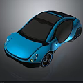 Futuristic Blue Concept Car With Sleek Design Black Roof And Large Windows