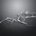 Modern Abstract Metal Sculpture Structure With Intricate Geometric Frame On Black Background