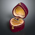 Open Red Velvet Jewelry Box With Ring And Gold Lettering Clothing Accessory