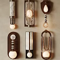 Various Designed Wall Sconces With Wooden Frames Marble Glass And Bead Decorations