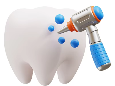Decorative Ornament Set For Dental Theme Featuring Tooth Model Blue Balls And Hammer Tool 3d model