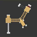 Wooden Children's Playground Structure With Slide Climbing Frame Stairs And Green Pillars