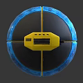Blue And Black Sphere With Yellow Handles And Glossy Finish