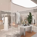 Elegant Clothing Store Interior With Window Display Mannequins And White Decor 3d model