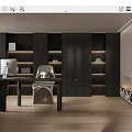 Modern Study Home Study Desk Chair Bookcase Computer Floor Lamp 3d model