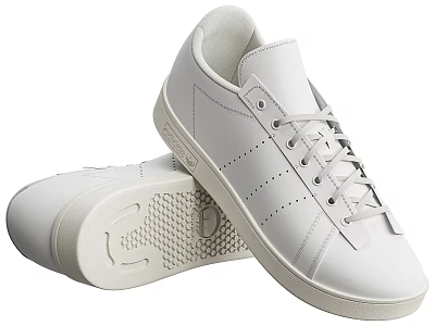 White Leather Sneakers With Classic Design Lace Up Closure And White Sole For Casual Wear 3d model