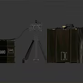 Military Machine Gun On Tripod Stand With Storage Cases And Accessories