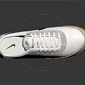 White Lace Up Sneakers with Blue Logo and Orange Sole Casual Design