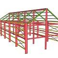 Industrial Equipment Steel Structural Framework With Red Yellow Beams For Construction