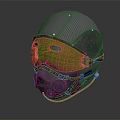 Weapon Tactical Helmet With Silver Metallic Shell Face Shield And Breathing Apparatus