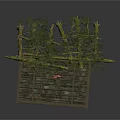 Rustic Metal Frame Cage Structure with Garden Trees and Moss Decor