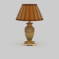 Classic Table Lamp With Brown Fabric Shade Beige Carved Base And Ornate Details