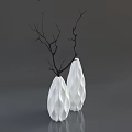 Two White Ceramic Vases With Geometric Texture For Modern Flower 3d model
