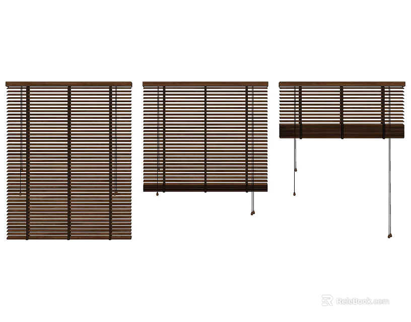 Natural Wood Venetian Blinds With Adjustable Slats And Classic Design For Home Windows 3d model 