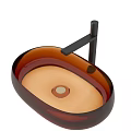 Elegant Brown Oval Glass Washbasin with Wall Mount Bracket and Multiple Color Options