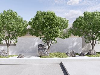 Modern tree landscape tree courtyard sketch stone 3d model