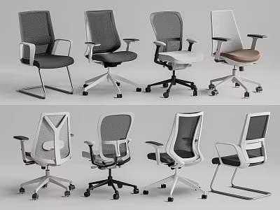Modern Office Chairs Collection With Mesh Design Adjustable Features And Multiple Color Options 3d model