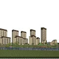 High Rise Residential Buildings In Scenic Area With Lake And Greenery
