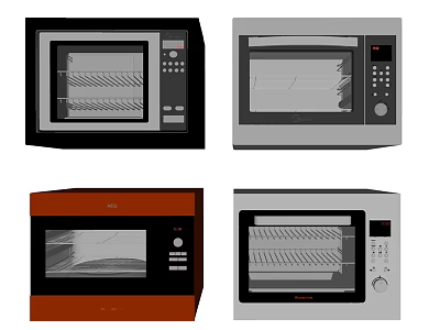 Different Styles of Kitchen Microwave Ovens with Various Designs for Home Use 3d model