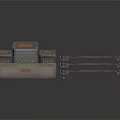 Industrial Metal Equipment With Stacked Rectangular Cases And Elongated Trays