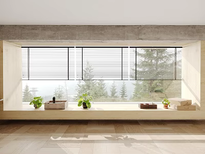 Floor to Ceiling Window With Plants And Scenic Outdoor View 3d model