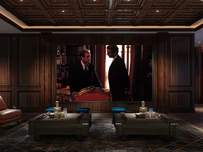 Elegant KTV Lounge With Large Projection Screen Comfortable Seating And Modern Decor 3d model