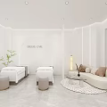 Bright Minimalist All White Beauty Salon Interior Design With Comfortable Reception Leisure And Treatment Spaces