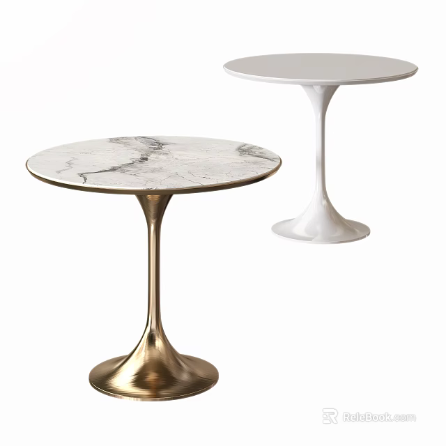 Modern Side Tables With Marble Top Gold Base And White Top White Base 3d model 