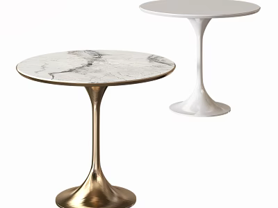 Modern Side Tables With Marble Top Gold Base And White Top White Base 3d model