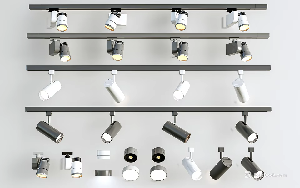 Downlights and Spotlights Various White Black Styles Modern Design Track Lighting Collection 3d model 