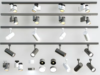 Downlights and Spotlights Various White Black Styles Modern Design Track Lighting Collection 3d model