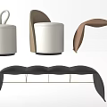 Modern Sofa Stools With Various Designs Including Rabbit Ear And Curved Shapes 3d model