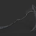 Mythical Spiked Weapon With Long Spiral Handle And Grid Blade Design 3d model