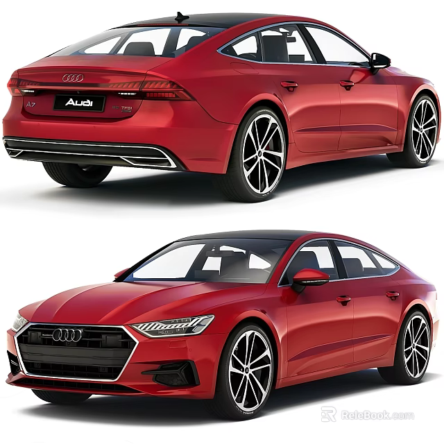 Red Audi A7 Sportback with Sleek Exterior LED Headlights and Alloy Wheels 3d model 