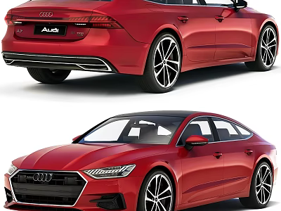 Red Audi A7 Sportback with Sleek Exterior LED Headlights and Alloy Wheels 3d model