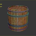 Rustic Wooden Barrel With Metal Hoops And Polished Wooden Surface