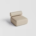 Modern Beige Single Seater Sofa With Square Design And Upholstered Cushion 3d model