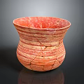 Red And Brown Striped Ceramic Bowl With Cracked Surface For Home Decor