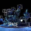 Fashion Space Exhibition Installation With Geometric Structures And Lighting Effects 3d model