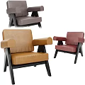 Modern Accent Chairs In Multiple Colors With Wooden Frame Leather Upholstery Round Arms