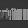 Modern Commercial Building Exterior With Gray Facade Vertical Lines And Roof Vents