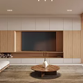 Log Guest Restaurant Original Wood Style Sofa Combination Dining Table TV Cabinet without Main Lamp 3d model