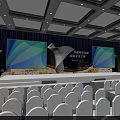 Microsoft Conference Stage With Large Screens Audience Seats And Professional Journey Focus